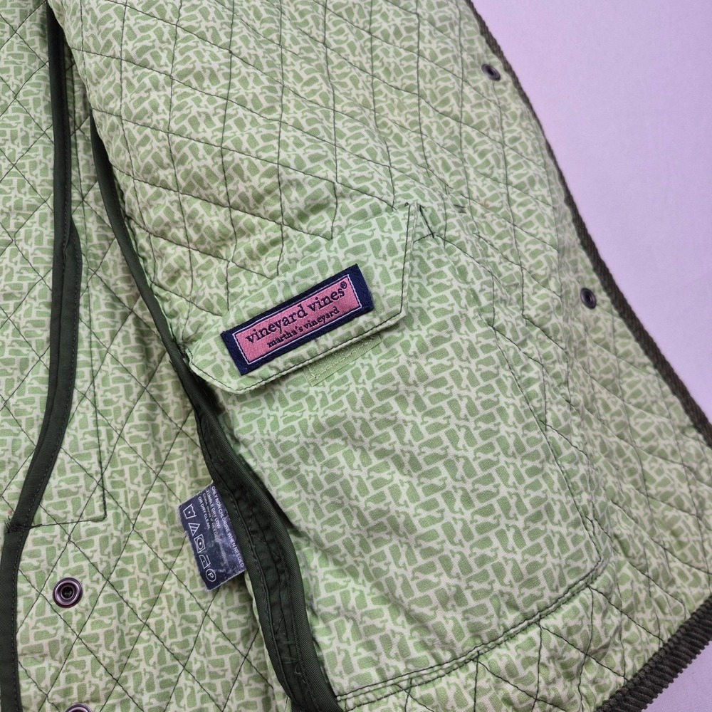 Vineyard Vines Olive Green Quilted Barn Chore Jacket Women's XL Button Up Coat - Picture 9 of 16
